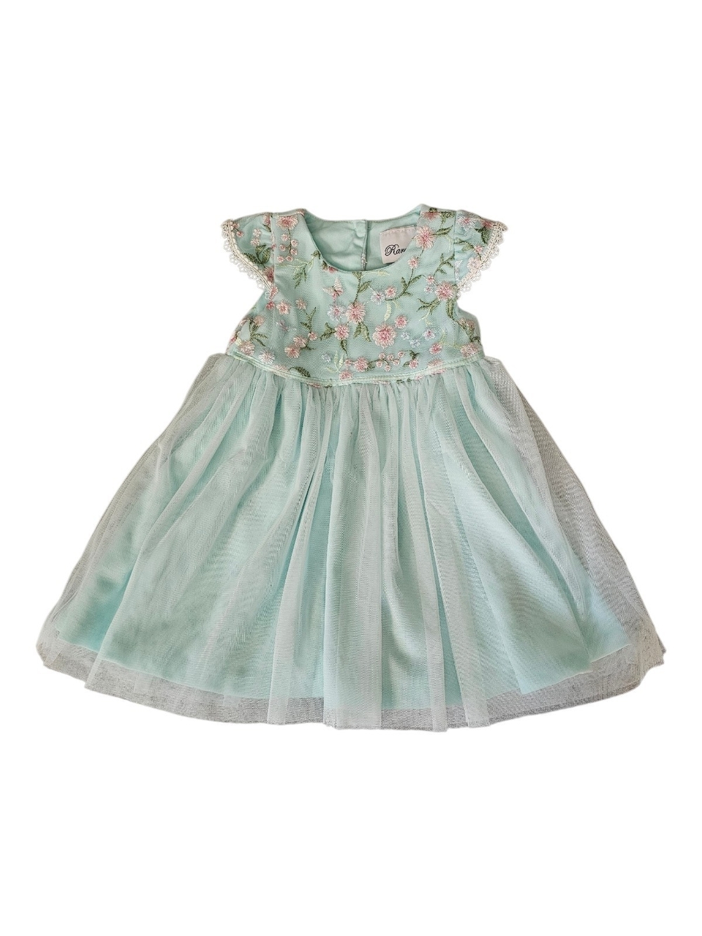 Rare Too Floral Embroidered Mint Green Girls' Formal Dress